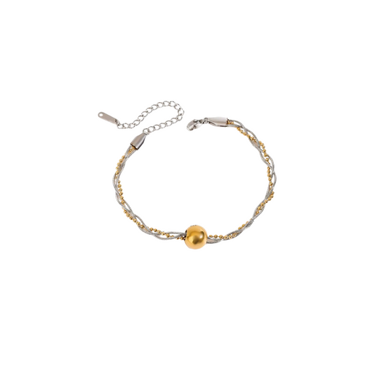 Two Tone Layers Twist Bead Snake Chain Bracelet