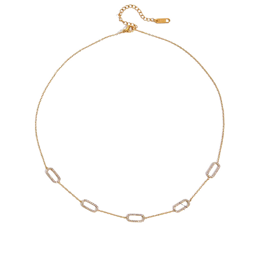 Dainty Zirconias Linked Chain Necklace