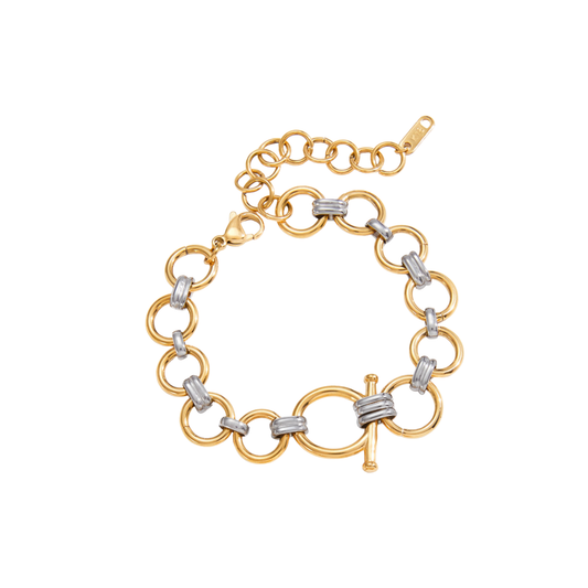 Two Tone O Shape Chain Bracelet