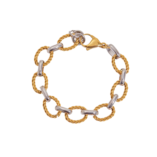 Two Tone Rope Link Chain Bracelet