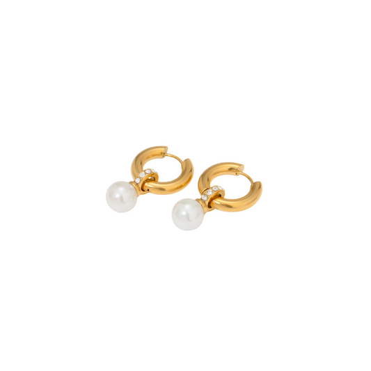 Pearl & Zirconias Hoop Earrings