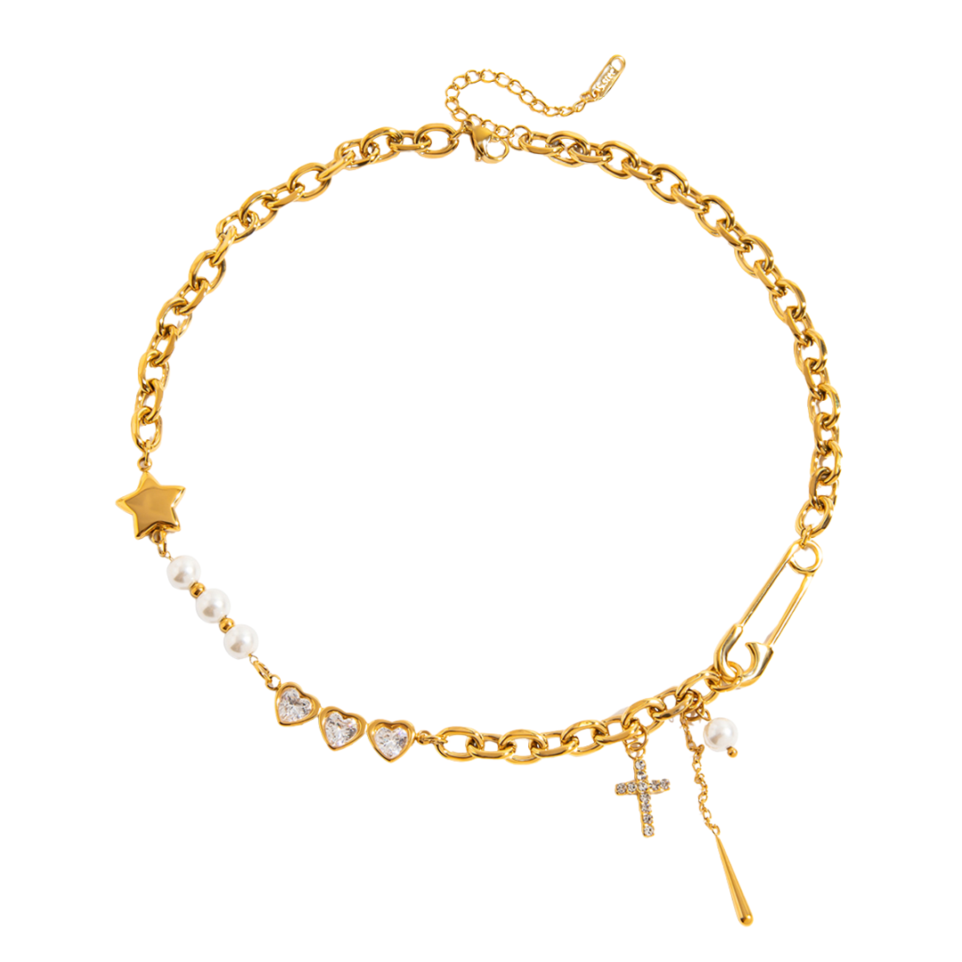 Pearls & Zirconias Assorted Style Chain Necklace