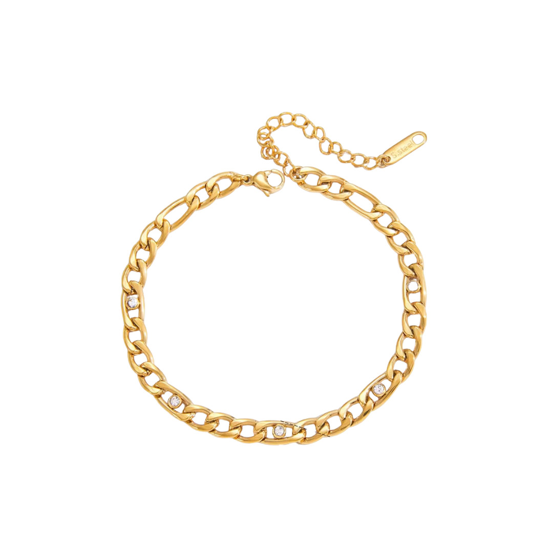 Figaro & Zirconias Chain Bracelet