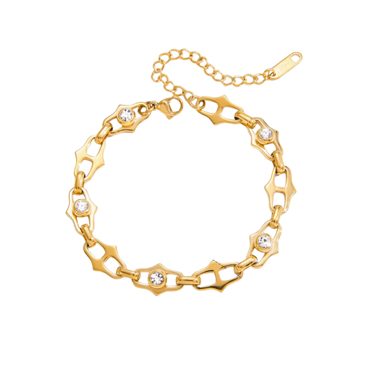 Zirconias & Hand Shape Chain Bracelet