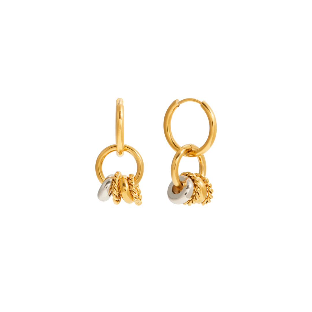 Two Tone Dangle Hoop Earrings