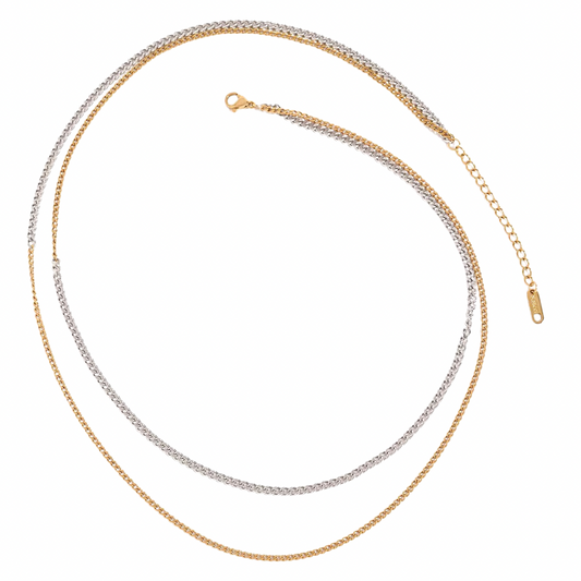Two Tone Chain Layer Necklace