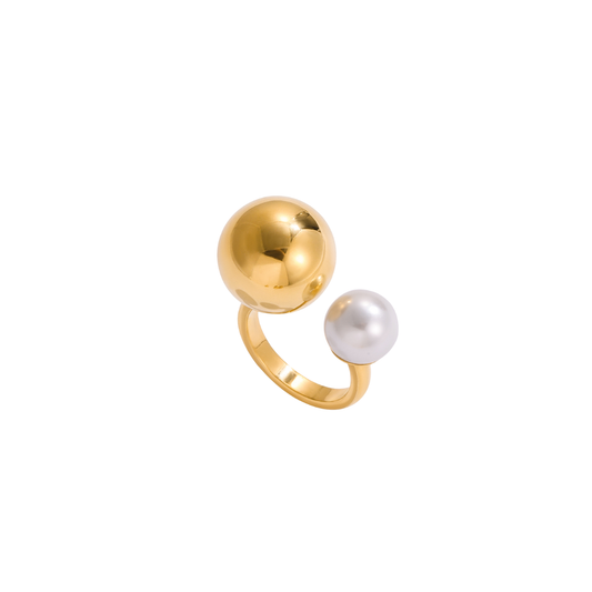 Pearl & Chunky Ball Open Ring
