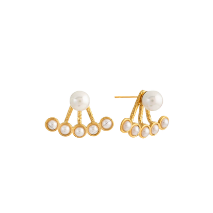 Fan Pearls Stud Earrings