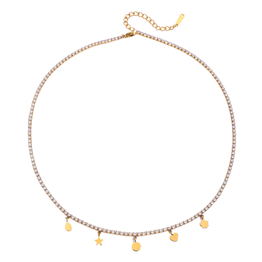 Small Pendants Zirconias Chain Necklace