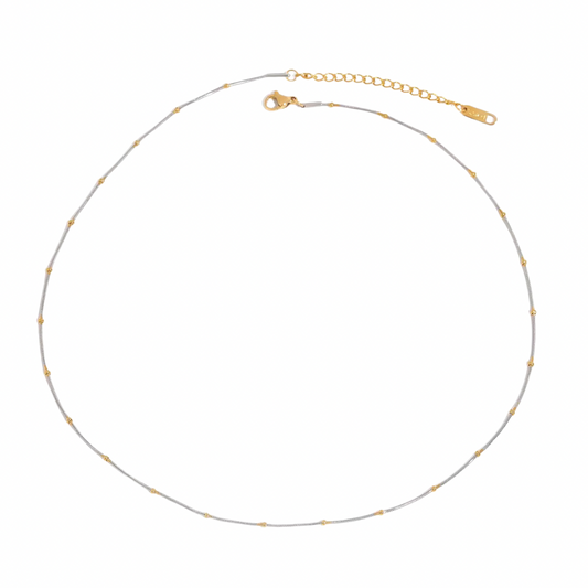 Two Tone Beads Snake Chain Necklace
