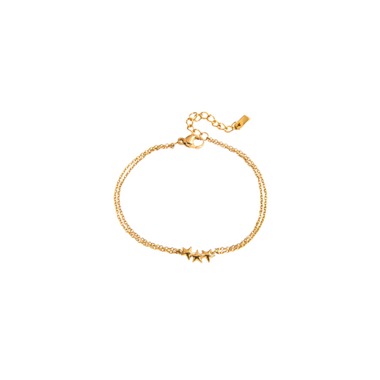 Three Mini Stars Double Chain Bracelet