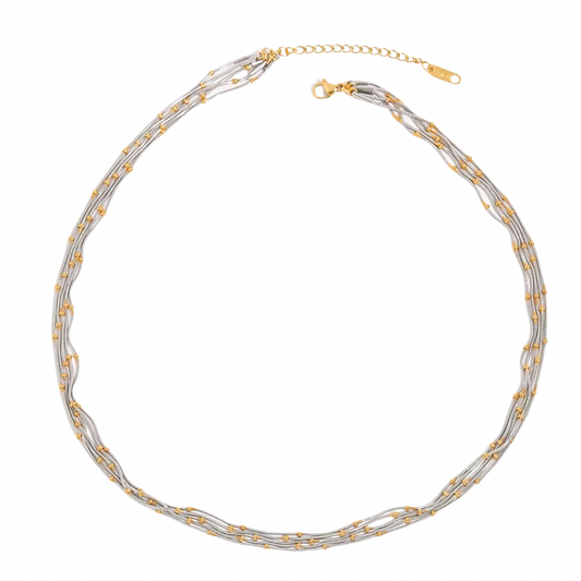 Two Tone Beads Snake Chains Necklace