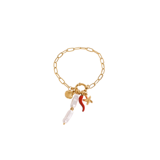 Chili & Sea Charms Link Chain Bracelet