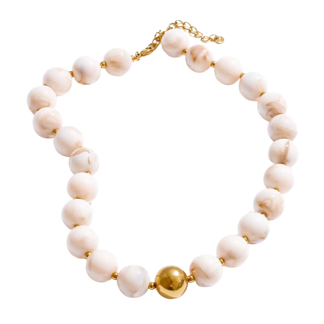 Cream Resin Balls Necklace