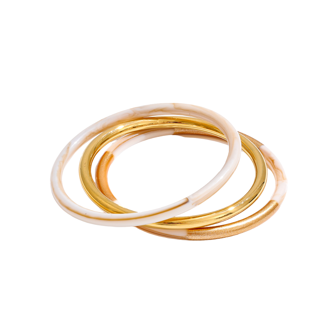 Cream Resin Bangle Bracelet Set