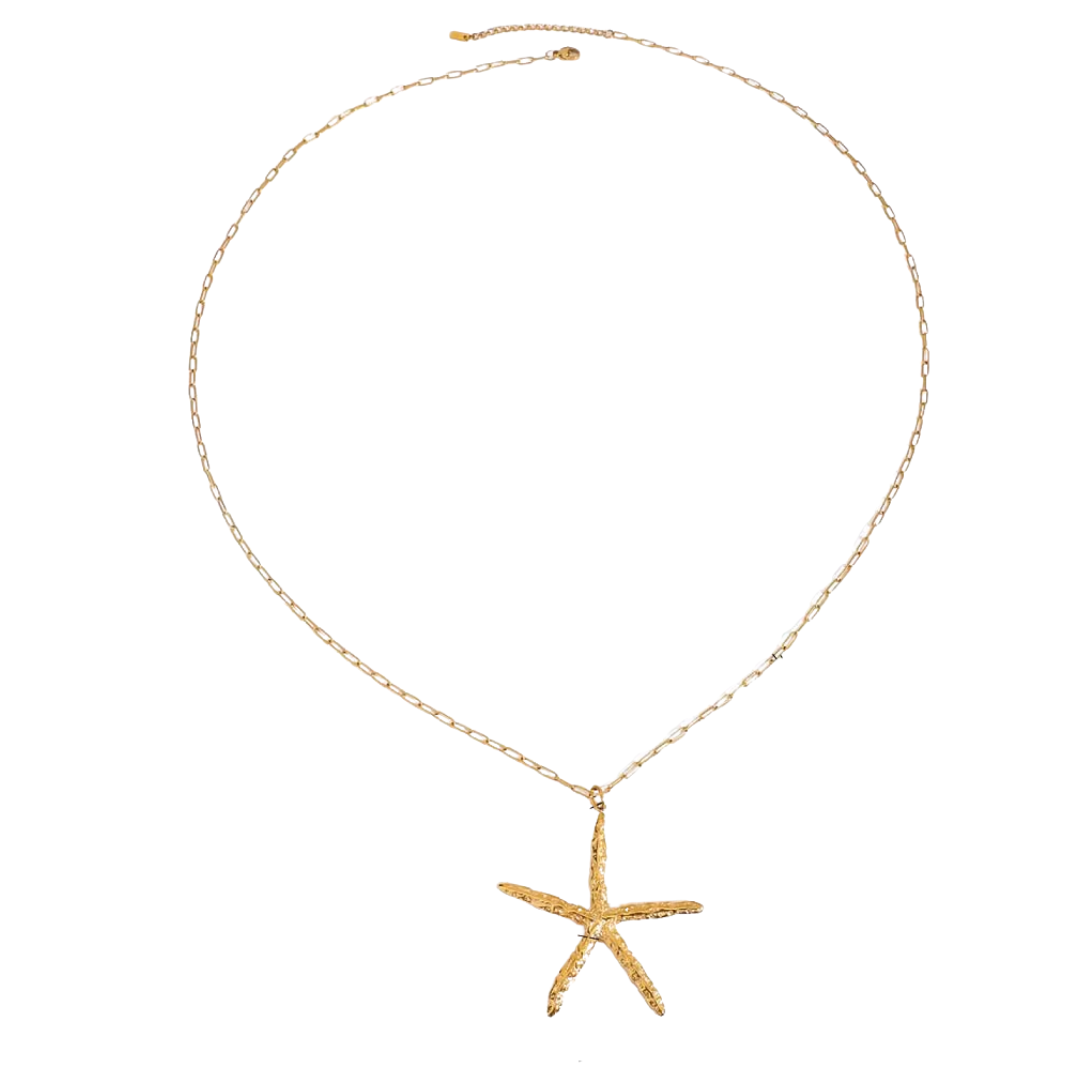 Skinny Starfish Link Chain Long Necklace