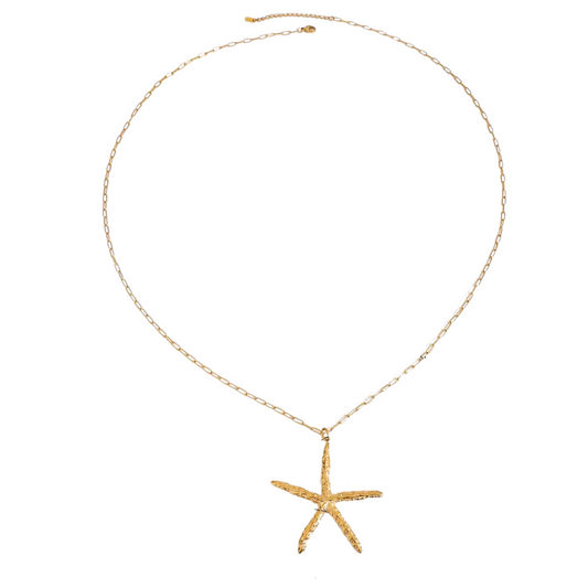 Skinny Starfish Link Chain Long Necklace