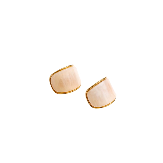 Cream Resin Stud Earrings