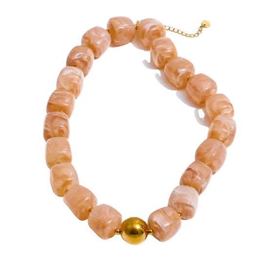 Khaki Resin Square Shape Necklace