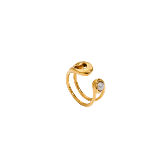 Pearl Safety Pin Open Ring