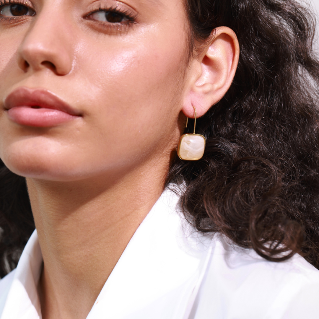 Cream Drop Earrings