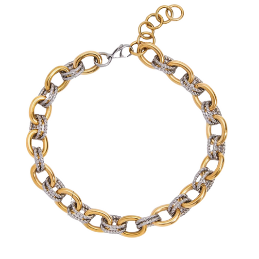 Two Tone Oval Twist Chunky Chain Necklace