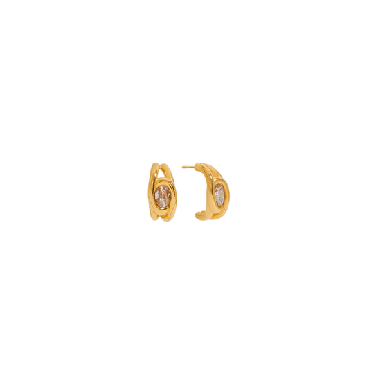 Oval Zirconia Hoop Earrings