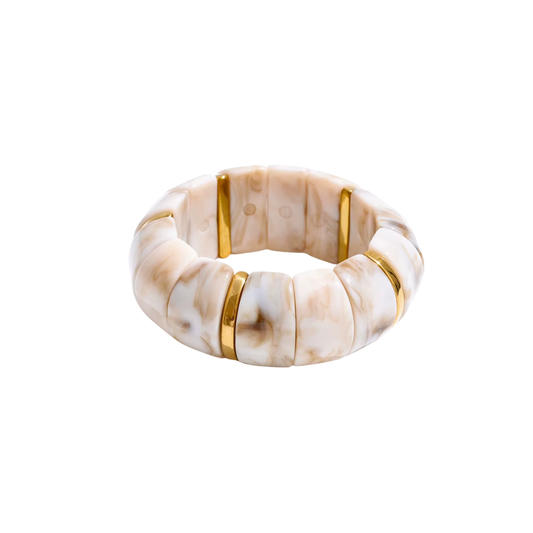 Trendy Cream Resin Elastic Bracelet