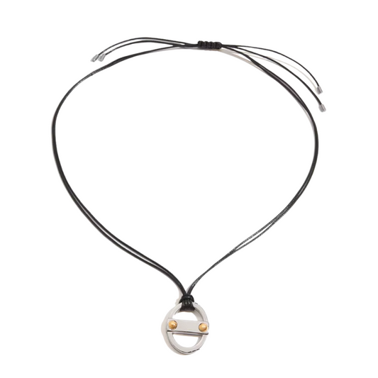 Two Tone Soda Tab Pendant Thread Necklace