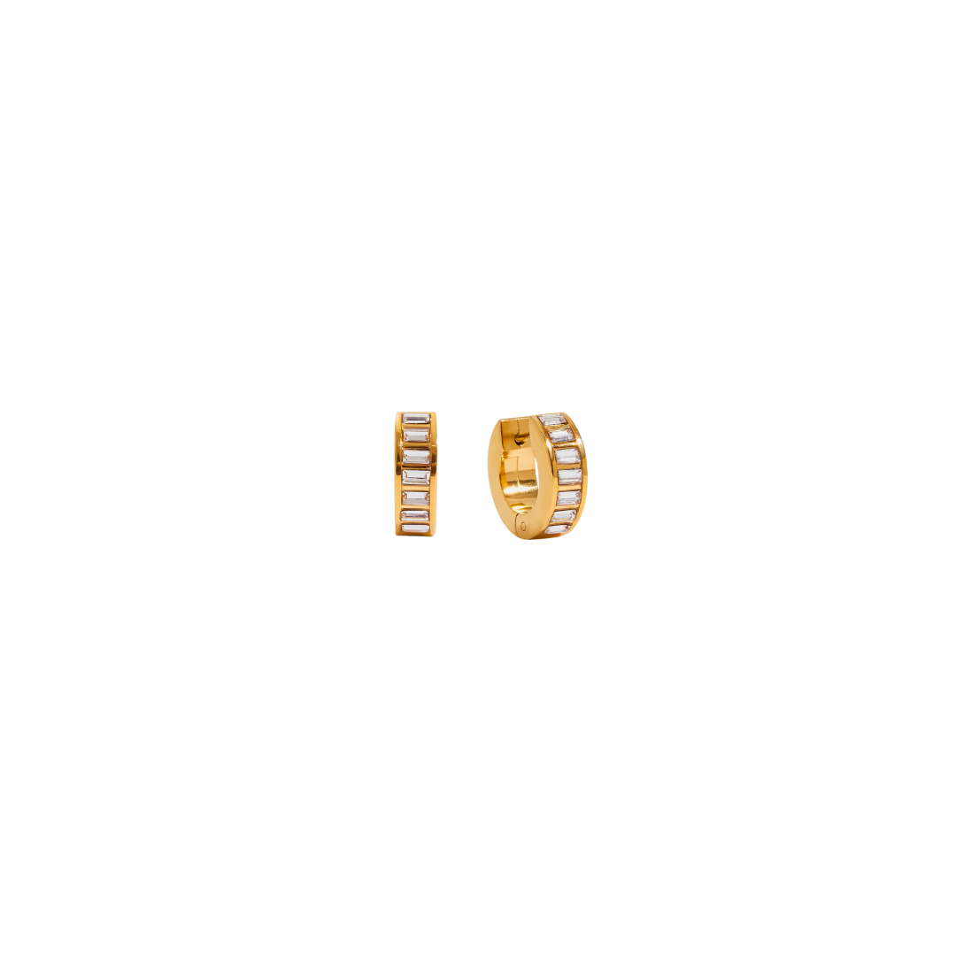 Rectangular Zirconias Huggie Earrings