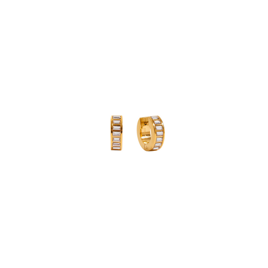 Rectangular Zirconias Huggie Earrings
