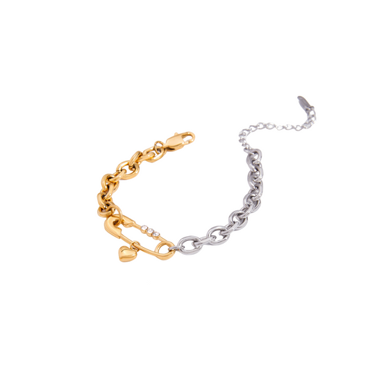 Two Tone Cute Safety Pink Chain Bracelet