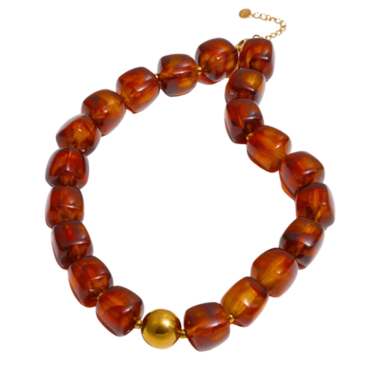 Brown Resin Square Shape Necklace