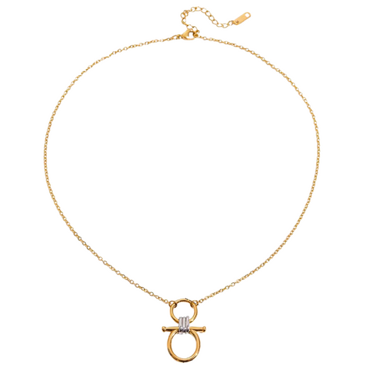 Two Tone Bridle Shape Pendant Necklace
