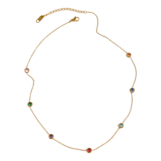 Colorful Round Zirconias Necklace