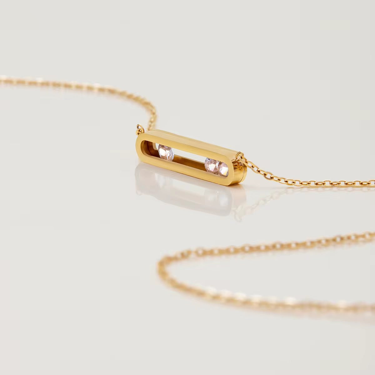 Sliding Zirconias Pendant Necklace