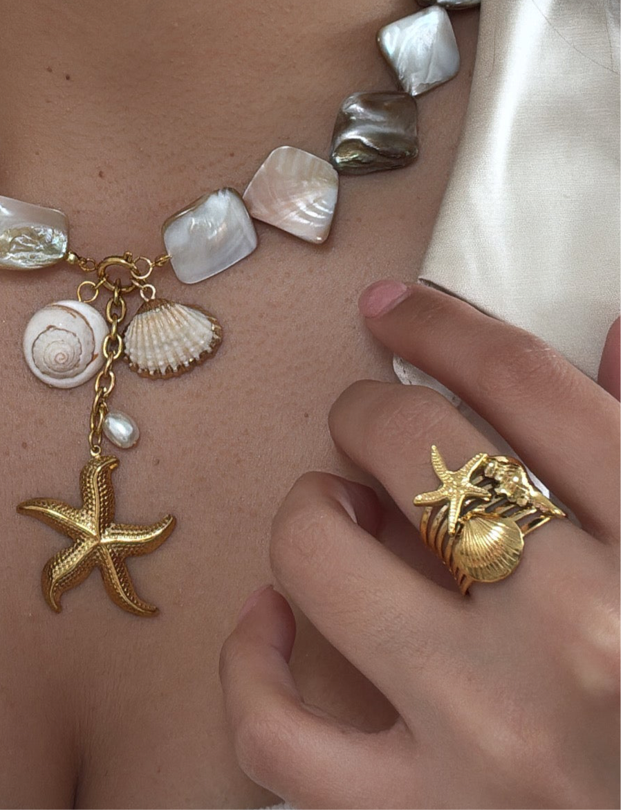Beachy Charms Open Ring