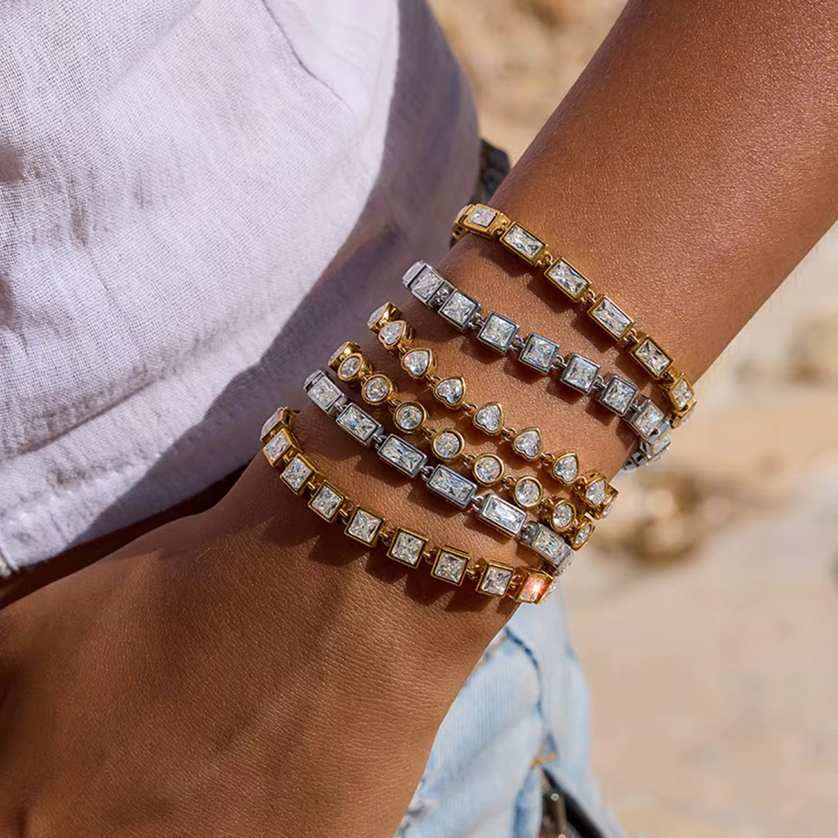 Rectangular Zirconias Belt Bracelet