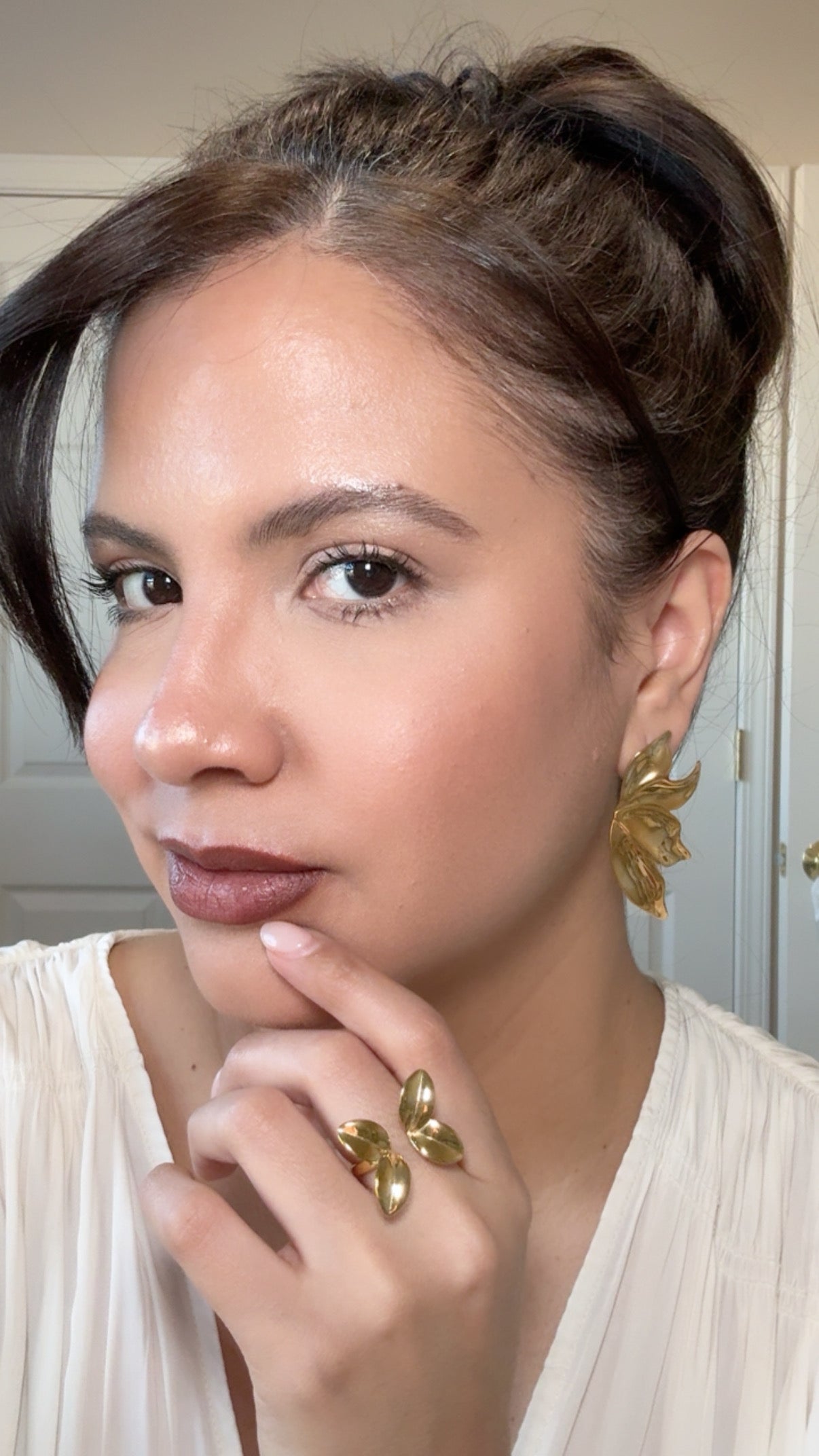 Flower Petals Big Statement Stud Earrings