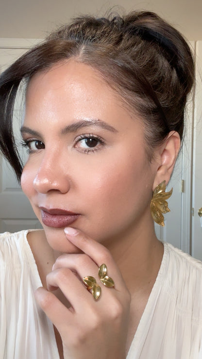 Flower Petals Big Statement Stud Earrings