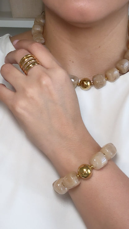 Khaki Resin Square Shape Bracelet