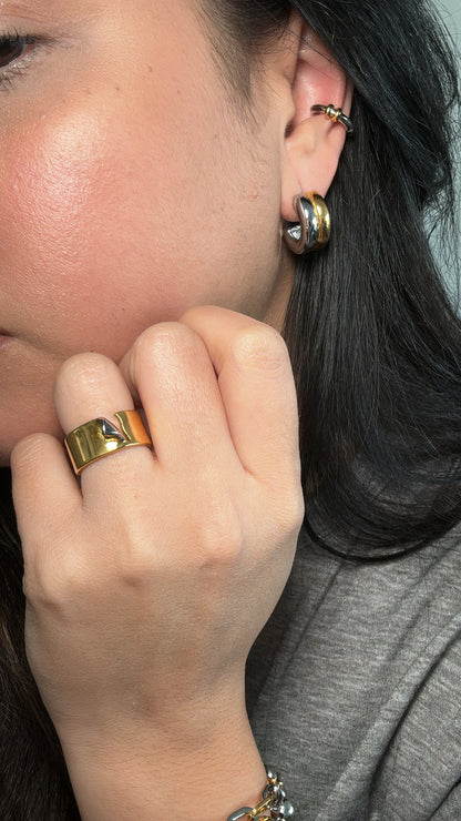 Two Tone Torn Band Ring