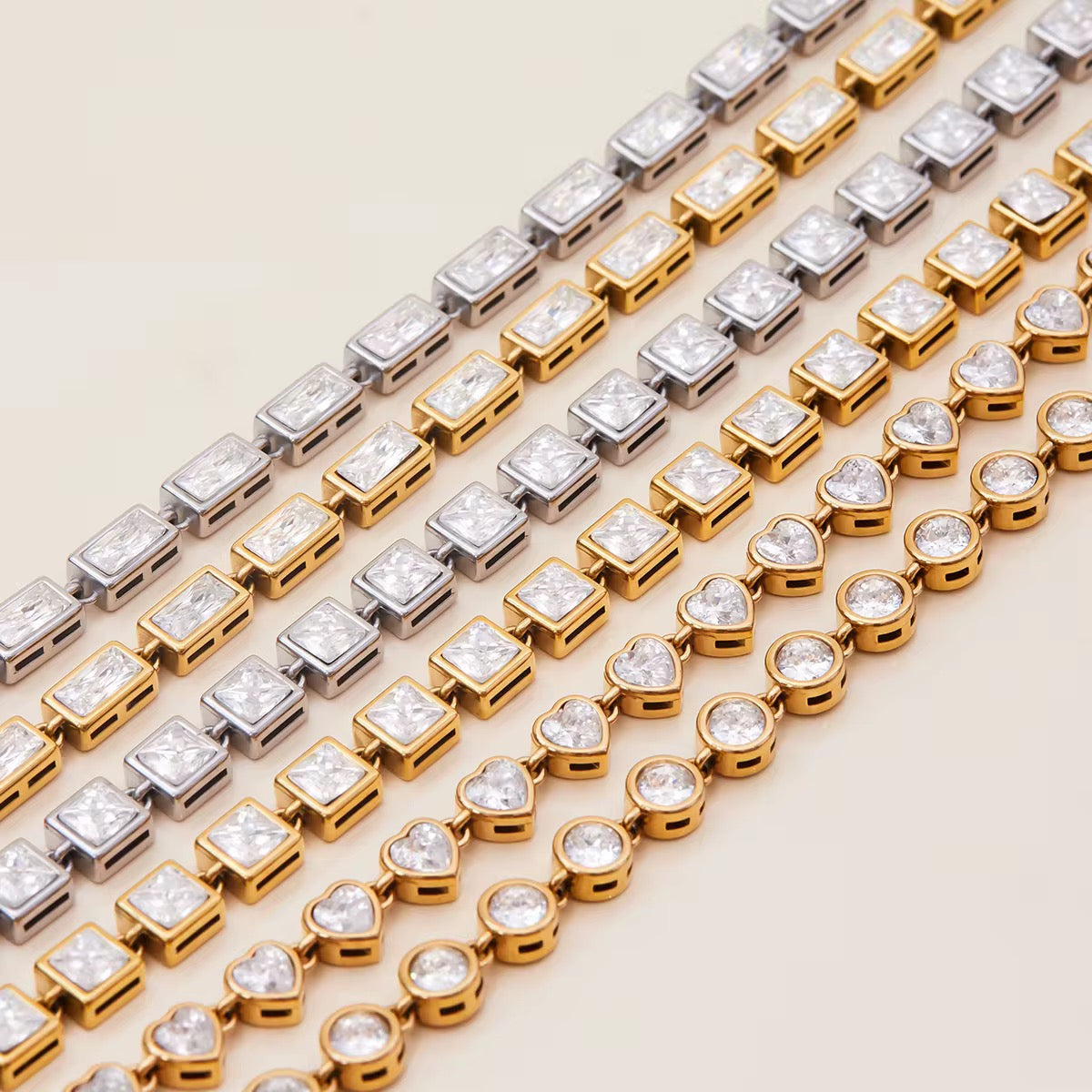 Rectangular Zirconias Belt Bracelet