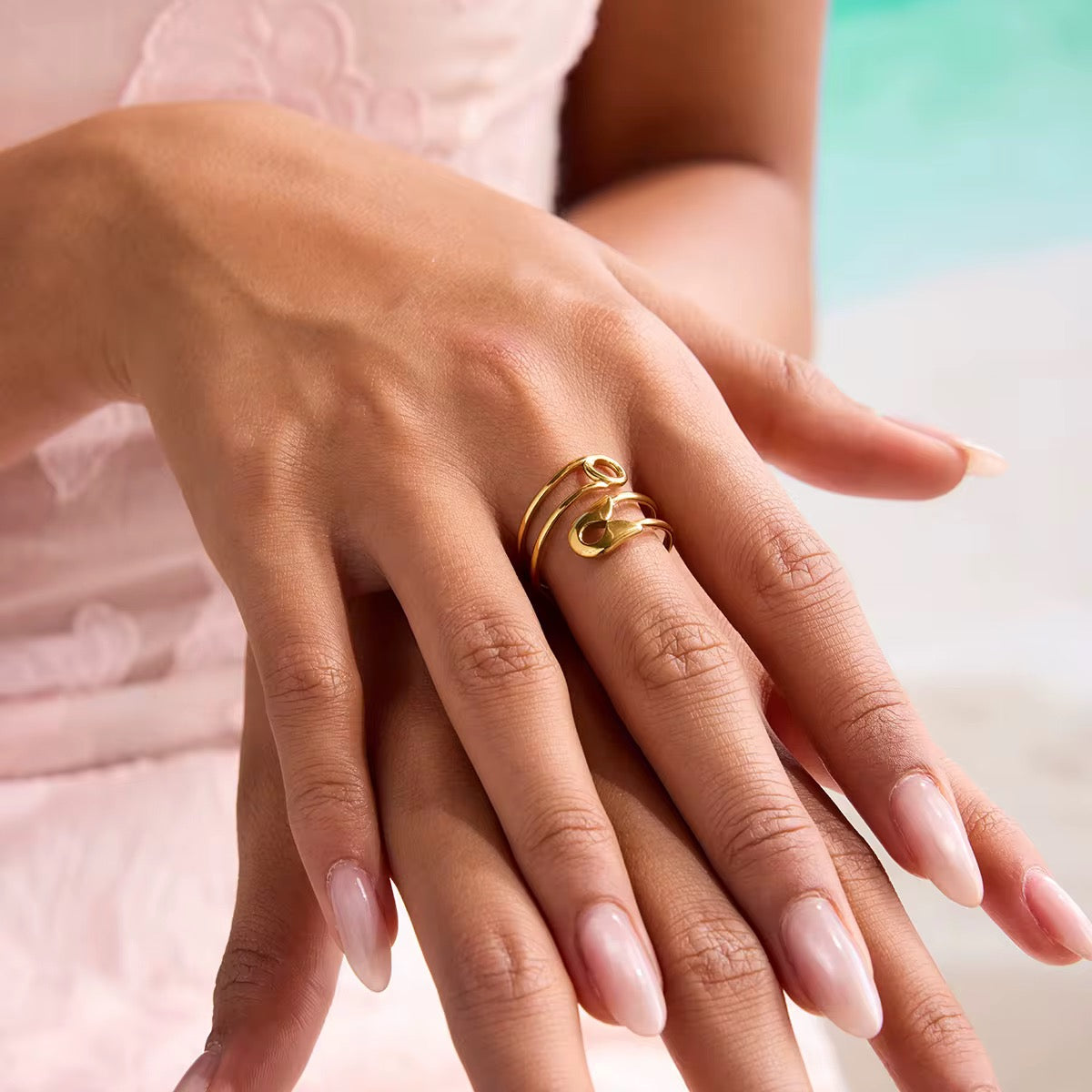 Two Tone Safety Pin Ring