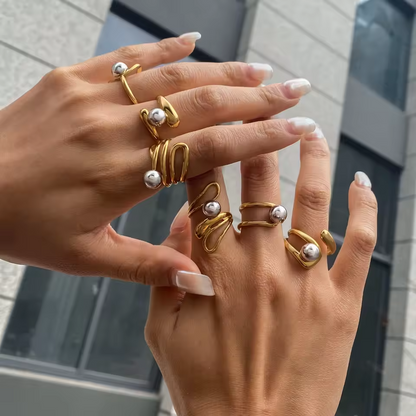 Two Tone Irregular Ball Ring