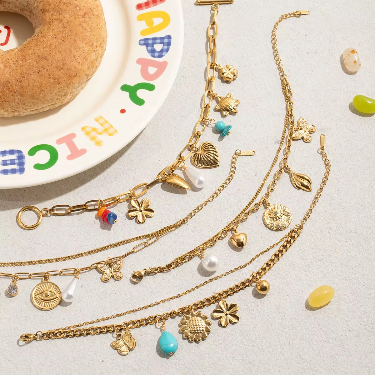 Multi Charms Layered Bracelet