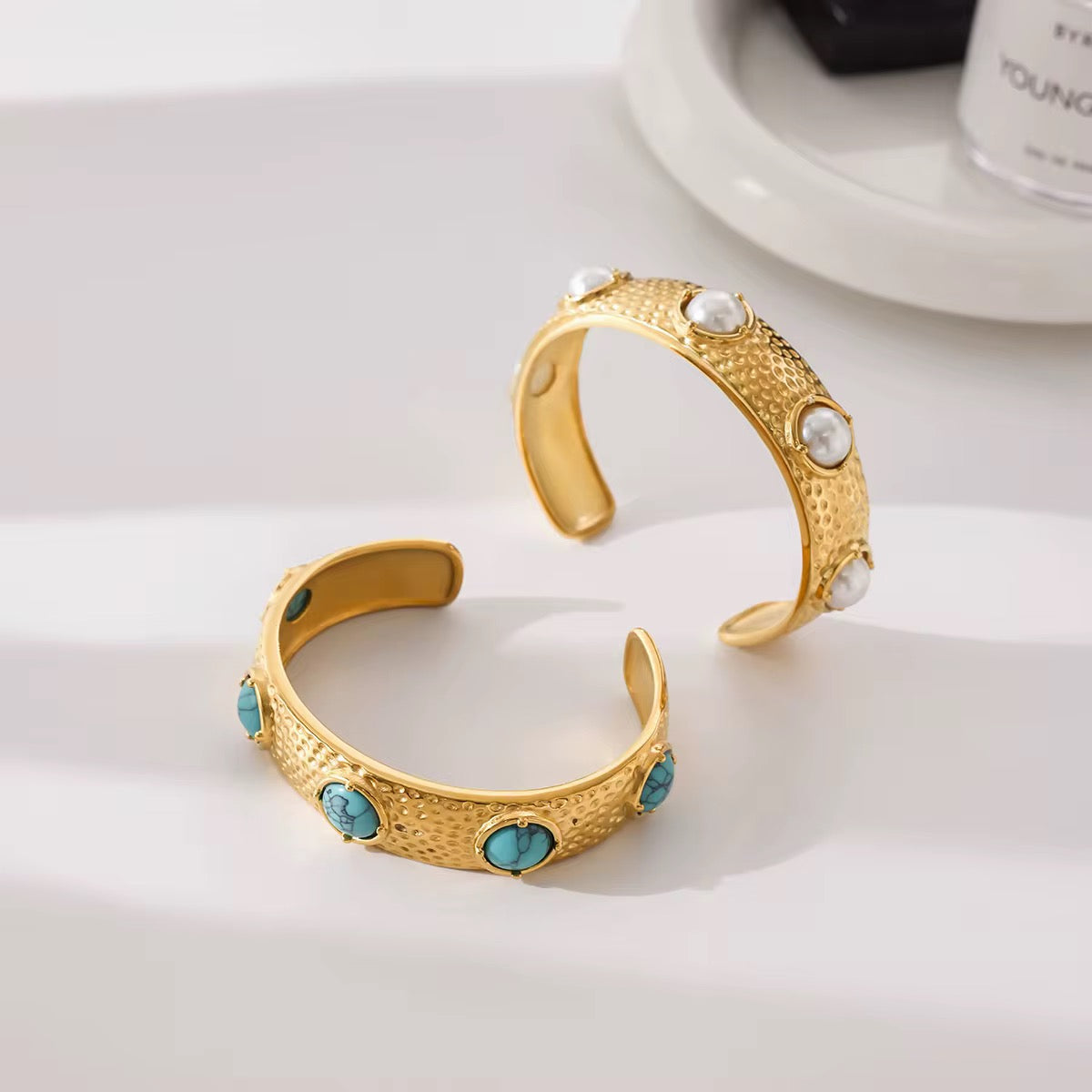 Turquoise Textured Chunky Cuff Bracelet