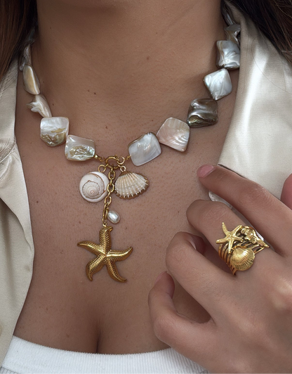 Beachy Starfish Style Pendants Shell Necklace