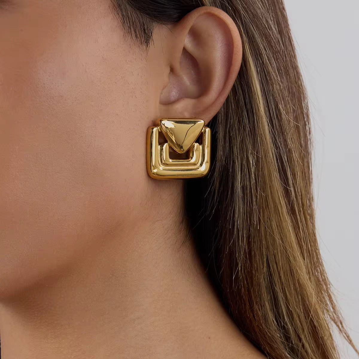Triangle Statement Chunky Studs Earrings