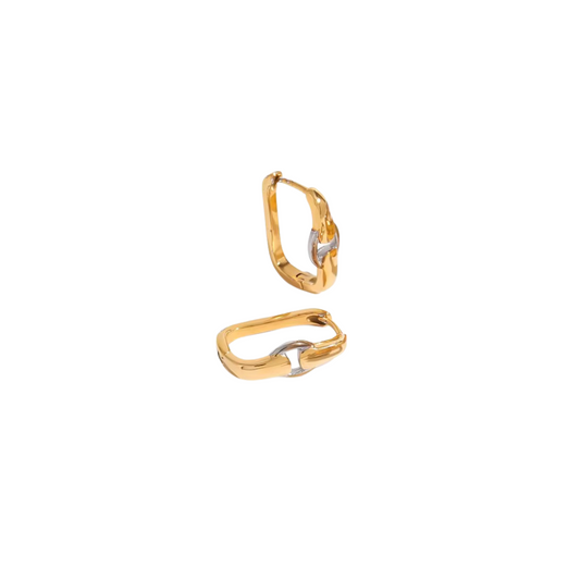 Two Tone Square Mini Hoop Earrings